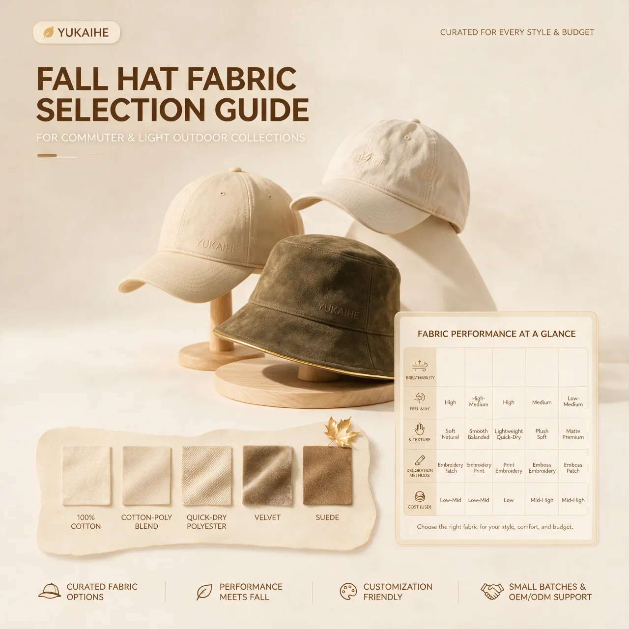 How to Select Fabrics for Fall Baseball Caps, Dad Hats, and Bucket Hats