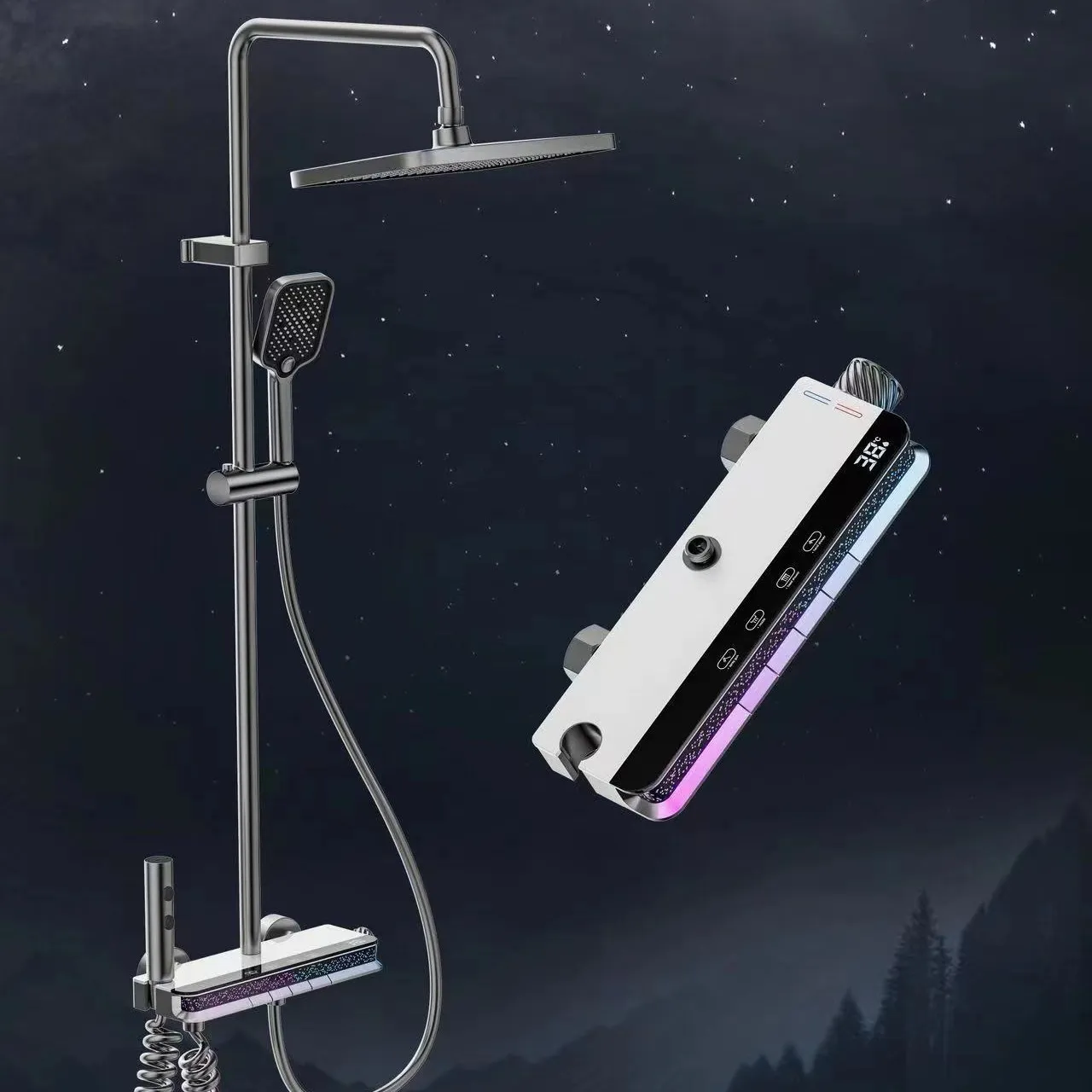 Brass Digital Waterfall Rainfall Shower System-18