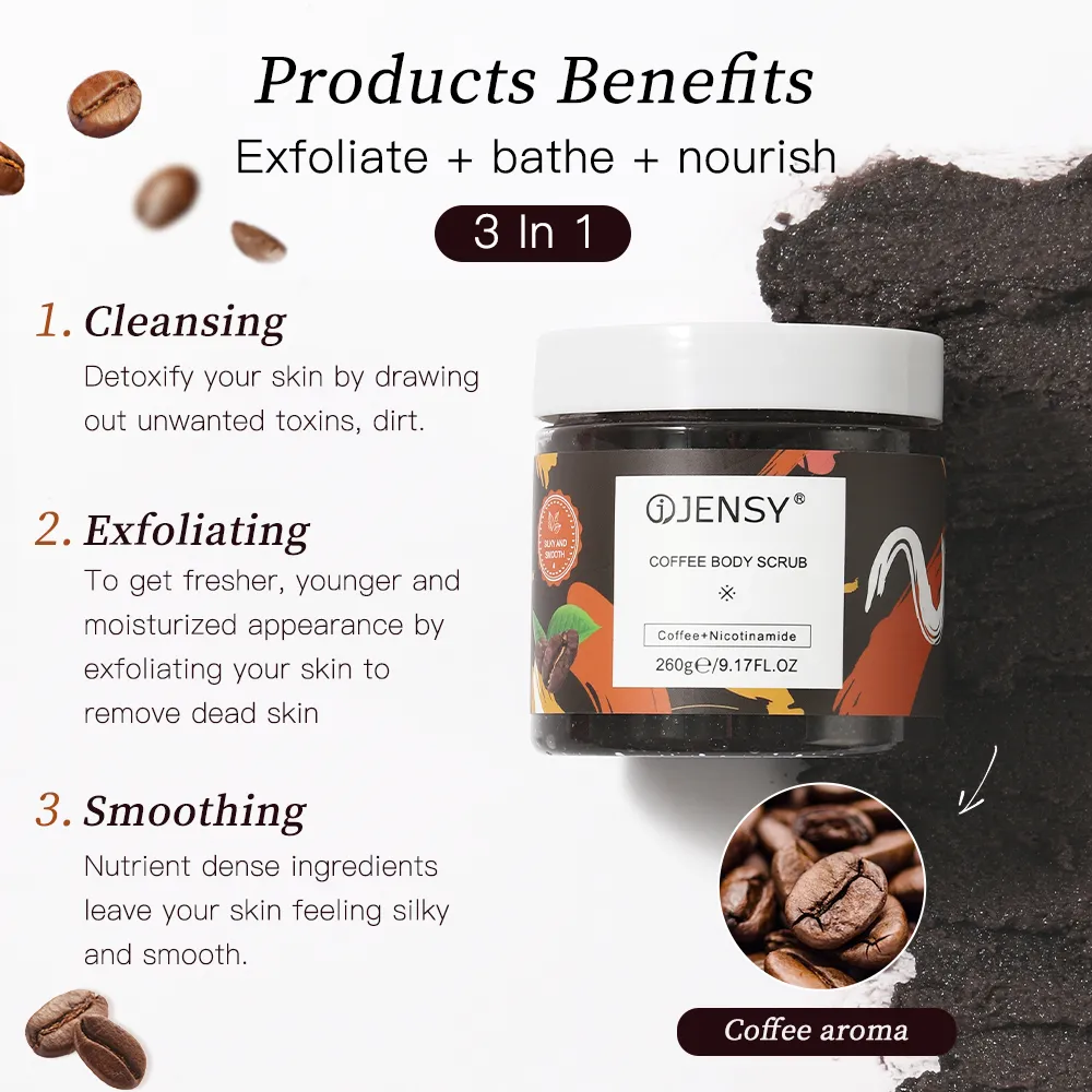 Natural Whitening Exfoliating Coffee Green Tea Body Scrub-12